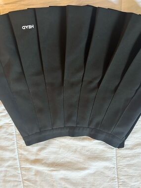 Head Black Pleated Tennis Skirt with Logo